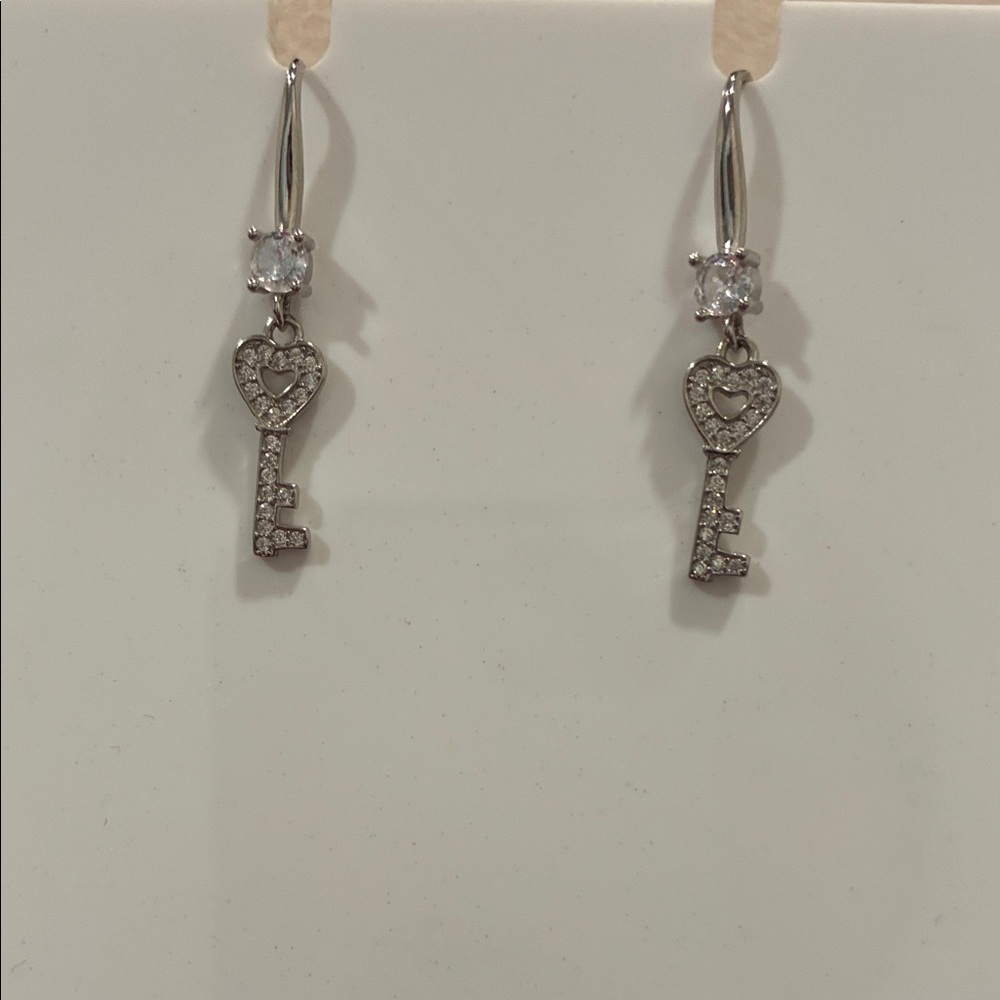 Elegant Silver Key Earrings